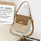 Straw Woven Handbag Women Holiday Beach Casual Tote Top-Handle Bags