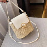 Straw Woven Handbag Women Holiday Beach Casual Tote Top-Handle Bags