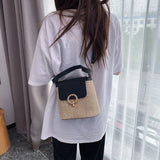 Straw Woven Handbag Women Holiday Beach Casual Tote Top-Handle Bags