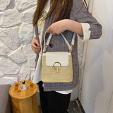 Straw Woven Handbag Women Holiday Beach Casual Tote Top-Handle Bags