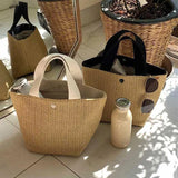 Straw Woven Handbag Women Beach Tote Retro Shoulder Bag