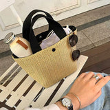 Straw Woven Handbag Women Beach Tote Retro Shoulder Bag