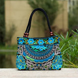 National Floral Embroidered Top-handle Handbag