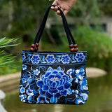 National Floral Embroidered Top-handle Handbag