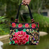 National Floral Embroidered Top-handle Handbag