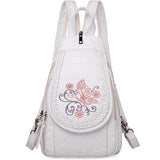 Embroidery Women's Backpack Butterfly Flower Pattern Leather Ladies Backpack