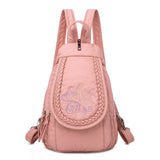 Embroidery Women's Backpack Butterfly Flower Pattern Leather Ladies Backpack