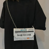 Inkjet Newspaper Clutch Chain Evening Bag