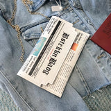 Inkjet Newspaper Clutch Chain Evening Bag