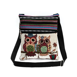 Ethnic Style Women Messenger Bag Owl Embroidered Shopping Girls Shoulder Bag
