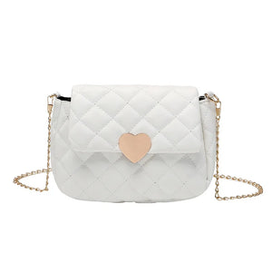 Heart Shape Embroidery Shoulder Bag PU Leather Chain Wallet