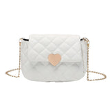 Heart Shape Embroidery Shoulder Bag PU Leather Chain Wallet