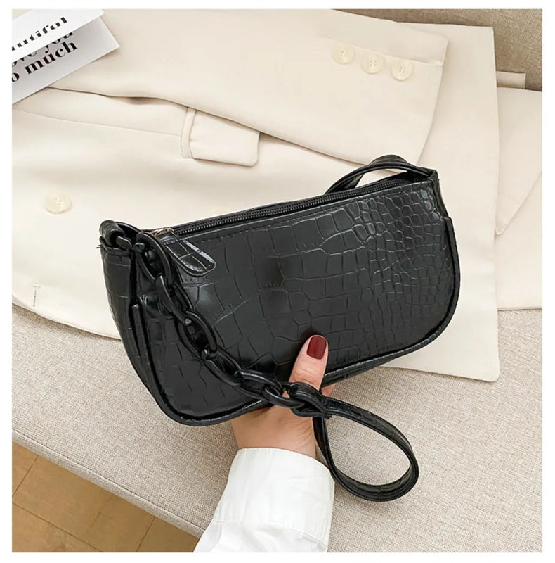 Chain Handbags Casual Totes Shoulder Bags Female Leather Solid Shopping Bag