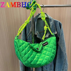 Female Hobos Handbags Padded Nylon Shoulder Crossbody Bags for Women Lady