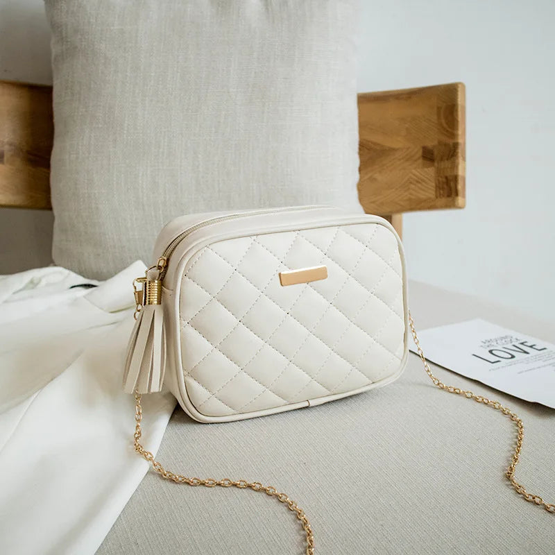 Embroidered Rhombus Shoulder Bag Chain Crossbody