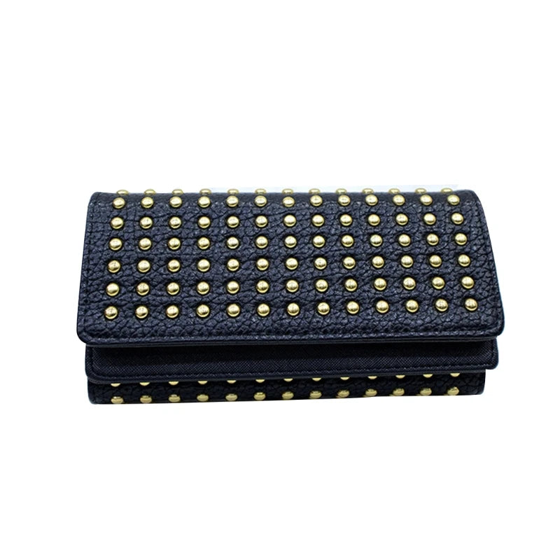 Women's Wallet with Rivets and Phone Pocket