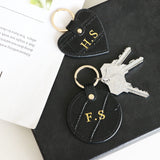 Initial Letters Leather Keychain For Women Key Ring Chain Female Keyring