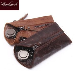 Leather Women Key Wallet Keychain Covers Zipper Key Case Bag