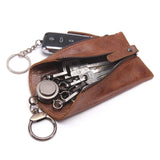 Leather Women Key Wallet Keychain Covers Zipper Key Case Bag