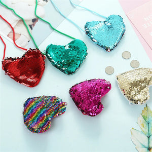 Girl Sequined Shoulder Paillette Bag Crossbody Heart Mini Bags