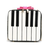 Girls Creative Piano Laser PU Bag Women Chain Box Small Bow Bags