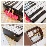 Girls Creative Piano Laser PU Bag Women Chain Box Small Bow Bags