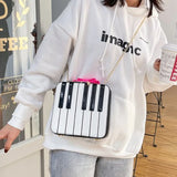 Girls Creative Piano Laser PU Bag Women Chain Box Small Bow Bags