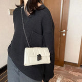 Women's Square Shoulder Bag High Pu Leather Chain Strap Crossbody Bag