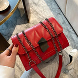 Women's Square Shoulder Bag High Pu Leather Chain Strap Crossbody Bag