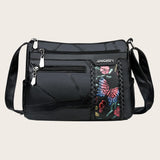 Women PU Leather Shoulder Crossbody Bag Flower Print Messenger Handbag