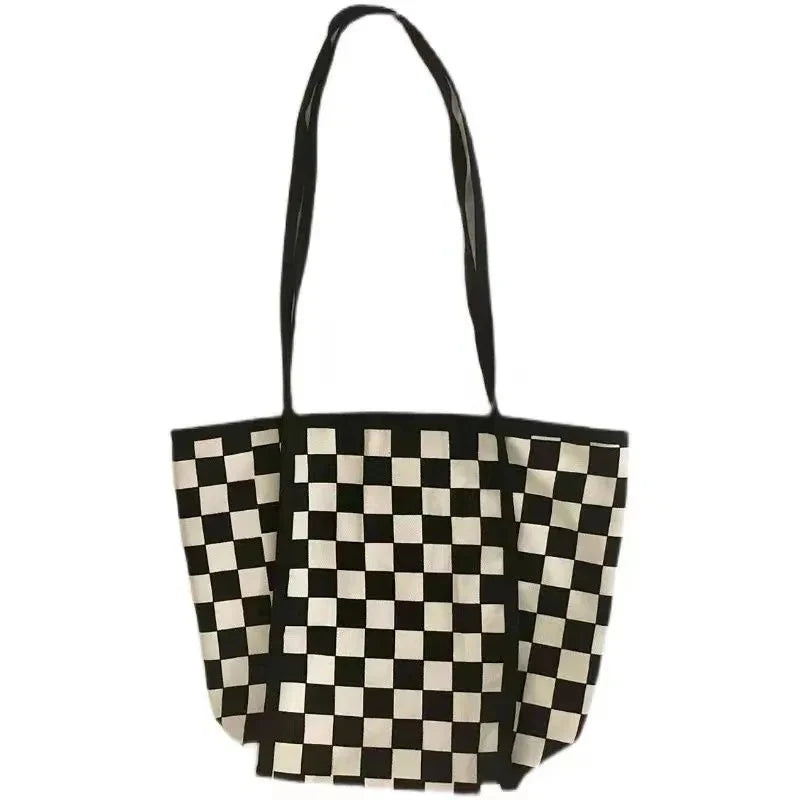 Harajuku y2k Plaid Shoulder Bag Large Capacity Handbag Vintage Shopping