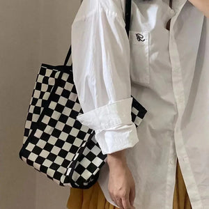 Harajuku y2k Plaid Shoulder Bag Large Capacity Handbag Vintage Shopping