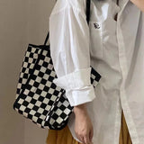 Harajuku y2k Plaid Shoulder Bag Large Capacity Handbag Vintage Shopping
