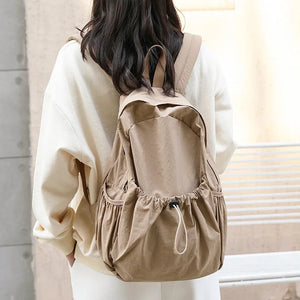 High-Quality Retro Nylon Backpack Casual Drawstring Schoolbag