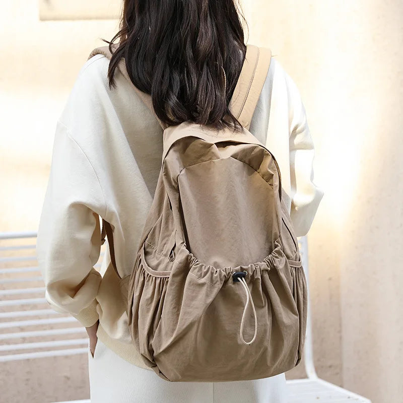 High-Quality Retro Nylon Backpack Casual Drawstring Schoolbag
