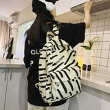 Retro Stripe Printed Canvas Backpack Large Capacity Backpack