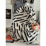 Retro Stripe Printed Canvas Backpack Large Capacity Backpack