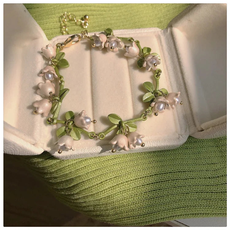 Bellflower Flower Paint Jewelry Set Girls Summer Party Accessories