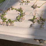 Bellflower Flower Paint Jewelry Set Girls Summer Party Accessories