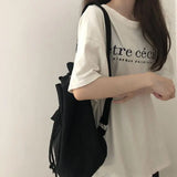 Canvas Drawstring Bucket Bag Large Capacity Backpack