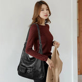 Women Zipper PU Leather Messenger Bags Multipurpose Backpack