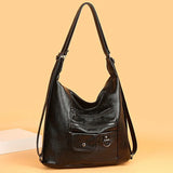 Women Zipper PU Leather Messenger Bags Multipurpose Backpack
