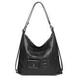 Women Zipper PU Leather Messenger Bags Multipurpose Backpack