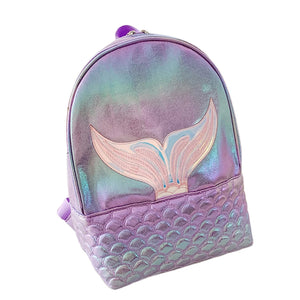 Mermaid Sequin Glitter Backpack Bling PU Leather Bag Zipper