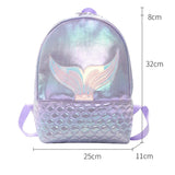 Mermaid Sequin Glitter Backpack Bling PU Leather Bag Zipper