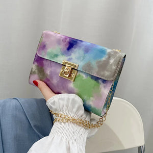 Rainbow PU Leather Messenger Bag Women Crossbody Girl Shoulder Bag