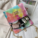 Rainbow PU Leather Messenger Bag Women Crossbody Girl Shoulder Bag