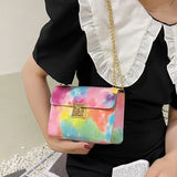 Rainbow PU Leather Messenger Bag Women Crossbody Girl Shoulder Bag