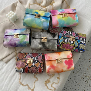 Rainbow PU Leather Messenger Bag Women Crossbody Girl Shoulder Bag