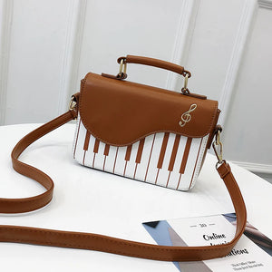 Embroidered Piano Keys PU Leather Handbag for Women